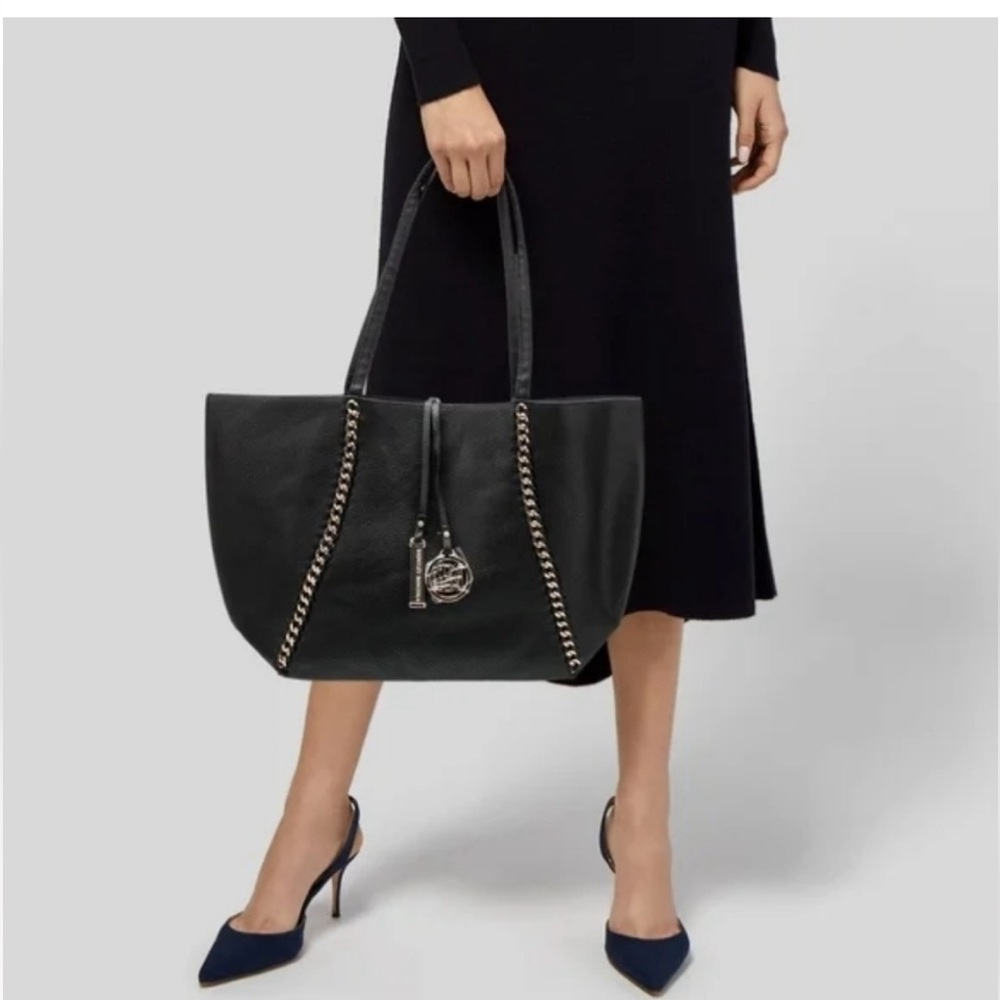 Badgley Mischka Black Tote with Chain Trim
